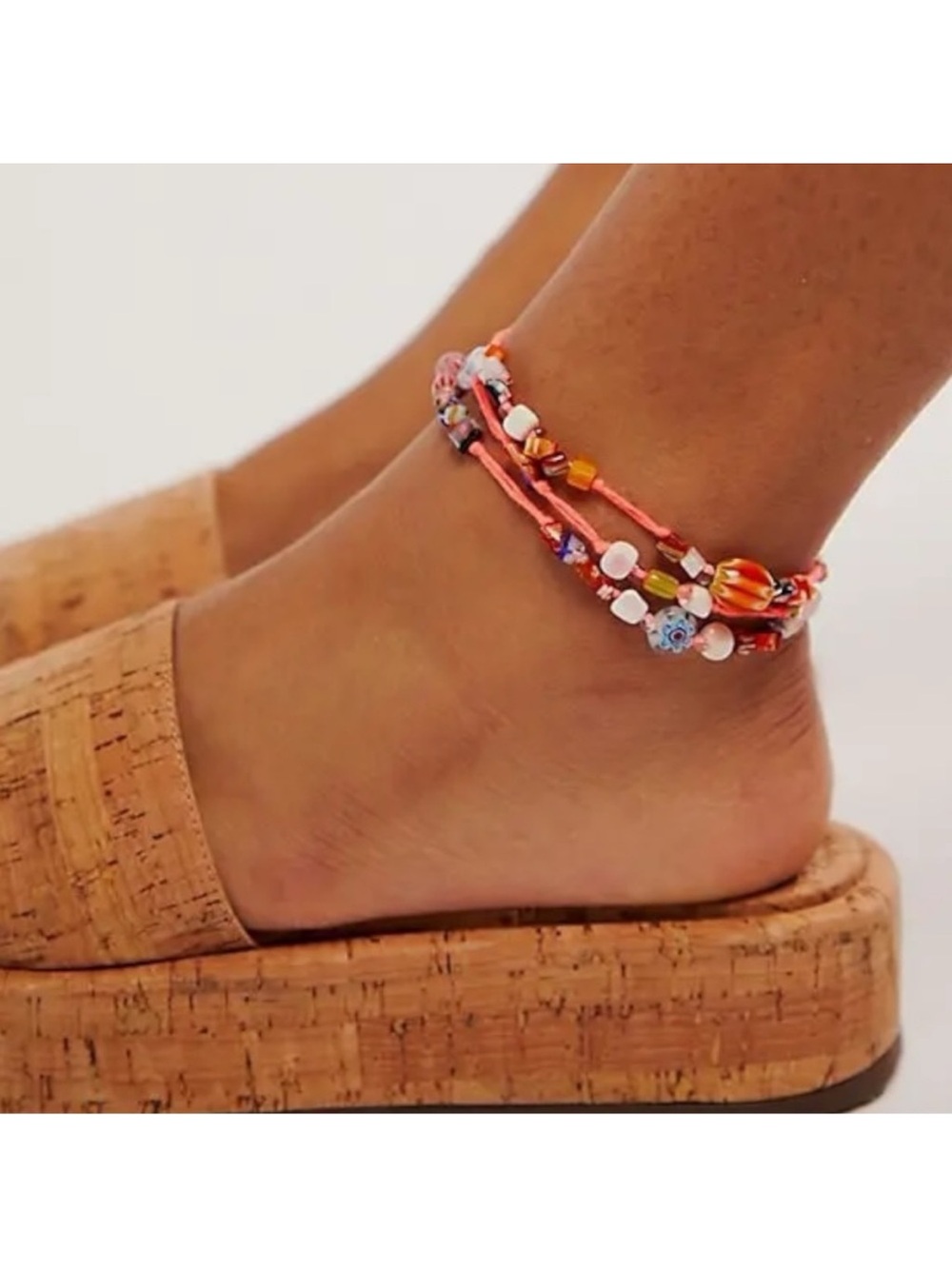 NWT Free People Ariana Ost Marathon Anklet in Neon Pop Pink - Picture 3 of 3